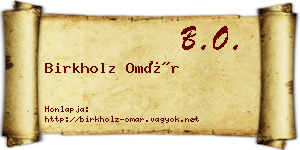 Birkholz Omár névjegykártya